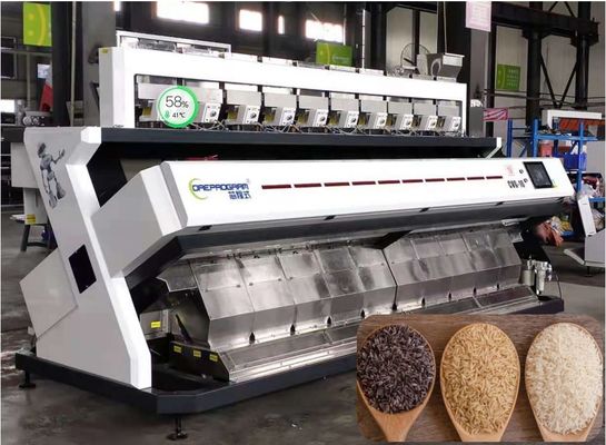 ποιότητας  10 Chutes Rice Color Sorter Large Capacity Black White Red Brown Waterfall Structure 2520Kg εργοστάσιο