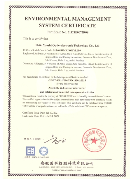Κίνα Hefei Youshi  Optic-electronic Technology Co,. Ltd Πιστοποιήσεις